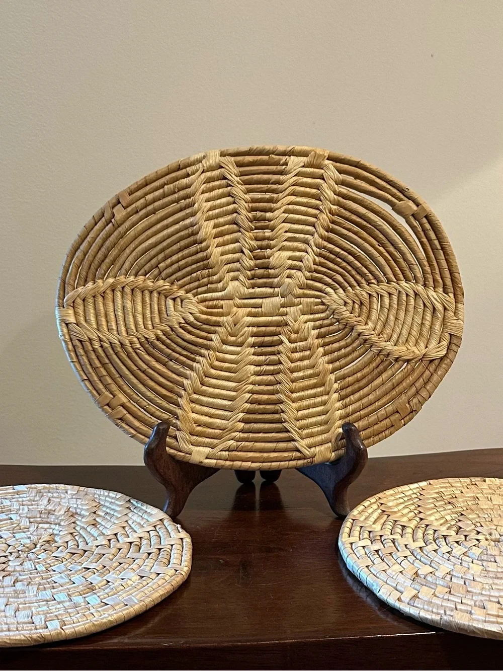 Trivets • set of 3 • woven, natural materials